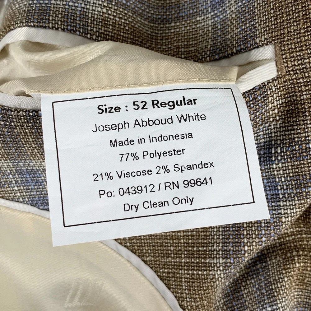 Joseph Abboud Blazer Jacket Men 52R Brown Glen Plaid Sport Coat NEW